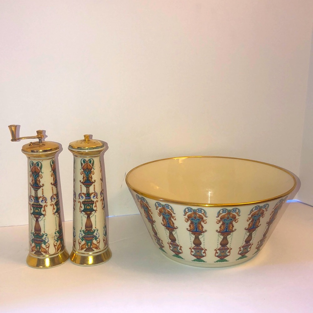 LENOX LIDO Large Salad Serving Bowl, Pepper Grinder and Salt Shaker